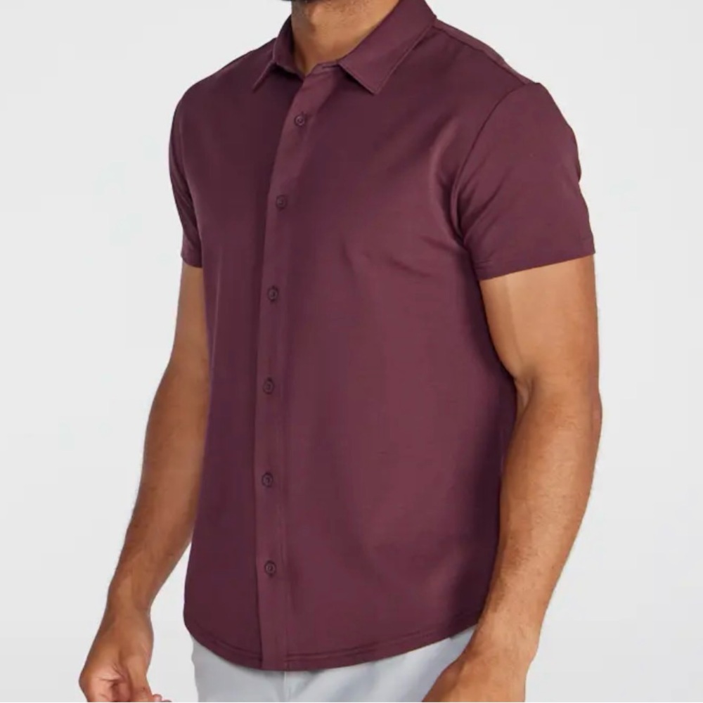 BYLT Basics Maroon Casual Button Down Shirt - Picture 3 of 4